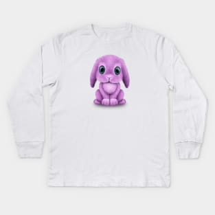 Cute Purple Baby Bunny Rabbit Kids Long Sleeve T-Shirt